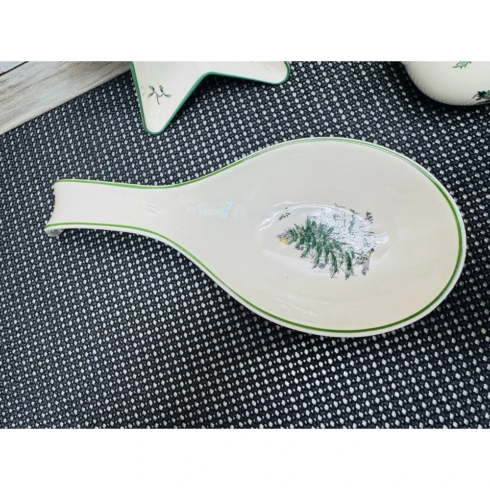 VTG 80's Spode Christmas Pattern Mixed Lot of 3 Spoon Rest Creamer Candy Dish - Picture 7 of 11